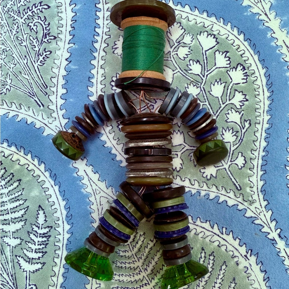 Colorful Button Art Figurine